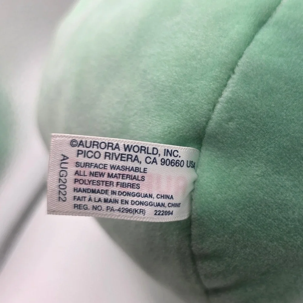 Aurora Plush Frog Mint Green Flower Eyes Squishy Stuffed Animal 6in W x 7in L
